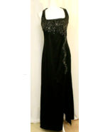 FORMAL BLACK EVENING GOWN 13/14 DRESS WITH SEQUINS SLEEVELESS LOW BACK B... - $44.30