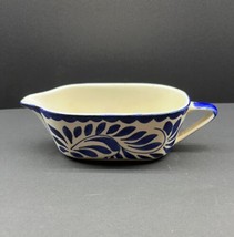 Vintage Anfora Mexico Puebla Blue Gravy Boat &quot;Z&quot; - £19.53 GBP