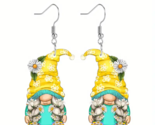 Double Sided Acrylic Yellow Daisy Gnome Dangle Earrings - New - $16.99