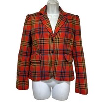 Filmore Studio California Orange Plaid Wool Tartan Blazer 70’s Size S - £26.01 GBP