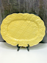 Bordallo Pinheiro Yellow Ingrid Serving Platter 14.75” Basketweave Flowe... - £37.11 GBP