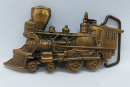 Vintage 1978 Solid Brass Heavy Train Shaped Locomotive Cutout Belt Buckle - £15.81 GBP