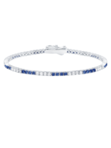 Authentic Crislu 2 mm Round Sapphire Tennis Bracelet in Platinum - £170.93 GBP