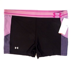 Under Armour Heatgear Black &amp; Purple Alpha Printed Compression Shorts Women&#39;s  - £31.20 GBP