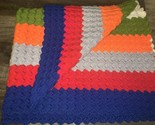 Granny Blanket ~ Knitted Homemade Rainbow Striped Multicolor 40&quot; x 72&quot; - $39.64
