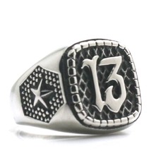 Mens 316L Stainless Steel Cool 13 Star Punk Gothic Ring Newest - £9.11 GBP