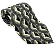 ZYLOS Geometric 100% Italian Silk Tie Black White Gray - €12,76 EUR