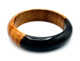 Brown Domed Wooden Bangle Bracelet - £12.52 GBP