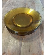 Vintage 1970&#39;s Duralex France Amber Glass 9&quot; Dinner Plates Set of 8 - $88.90 CAD
