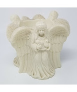 Textured Candle Holder Angel Ceramic Winged Solemn Vintage Round Pedesta... - £11.96 GBP