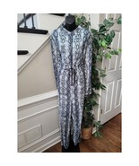 Rebdolls Jumpsuit Women&#39;s Size XL Gray Black Snake Print Zip Front Lounge - $83.11 CAD