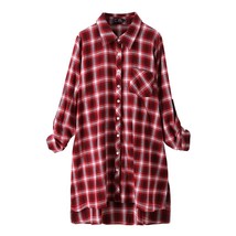 Women&#39;s Plus Size Cotton Checkered Pattern Top Casual Sleeve Shirt Printed Woven - £151.78 GBP