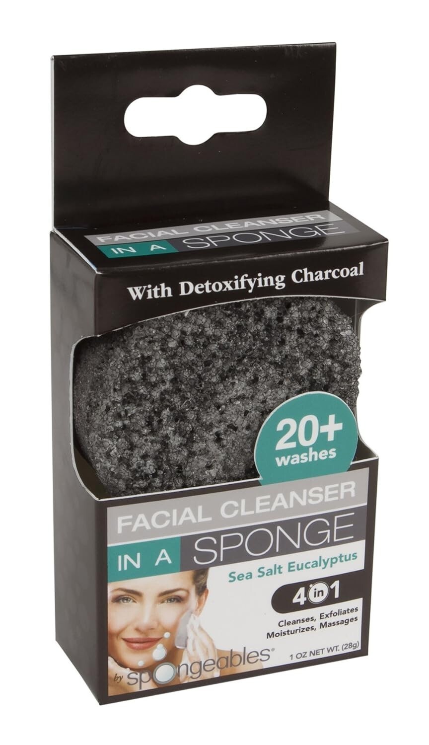 Spongeables Charcoal Facial Cleanser in a Sponge Sea Salt Eucalyptus - $8.95
