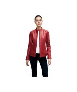 Mason &amp; Cooper Women&#39;s Moto Leather Jacket Color Cherry - $205.72 CAD