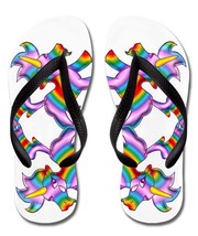 Rainbow Magic Unicorn Pony Flip Flops - With with Black Straps - Women&#39;s - $18.99