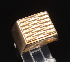 East Europe 14K Gold - Vintage Fluted Square Frame Signet Ring Sz 10 - GR544 - £594.63 GBP