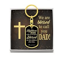 Father&#39;s Day Blessed to Call You Dad Message Card Dog Tag Keychain Engraved 18k  - £58.34 GBP