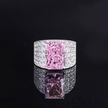 Luxury 10*14MM Crushed Ice High Carbon Diamond Wide Ring 100%-S925 Silver Jewelr - £71.57 GBP