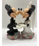 Disney Mickey &amp; Minnie Mouse Wedding Bride Groom Bobbleheads Kissing Fig... - €34,02 EUR