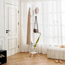 White Metal Coat Rack Entryway Hall Tree with Umbrella Holder - $2,588.64 MXN