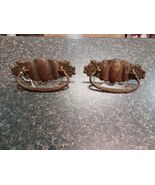 Antique Brass Drawer Pulls Set Of 2 Drop Bail 5.25&quot; x 2&quot; Floral Backplates - $29.69
