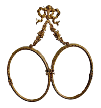 Antique Gilt Brass Double Oval Picture Frame Hanging Photo Ribbons Bows ... - $391.92