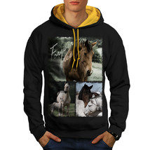 Horse Mustang Wild Animal Sweatshirt Hoody Animal Charm Men Contrast Hoodie - £18.86 GBP