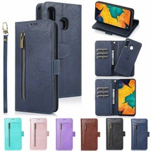 For Samsung Galaxy A20 A30 A50 A70 Detachable Leather Zipper Wallet 9 Card Cover - £50.27 GBP