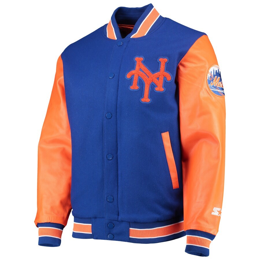 DSHARKS New York Mets Varsity Jacket – Blue Wool &amp; Orange Leather MLB Ed... - $150.00+