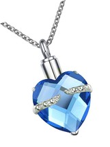 Urn Necklace Ashes 12 Colors Glass Heart Pendant - $40.52
