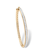 PalmBeach Jewelry 3/8 TCW Diamond Bangle Bracelet Yellow Gold-Plated 7&quot; - £78.88 GBP