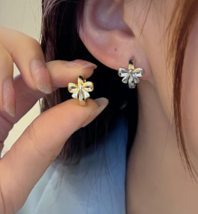 New bow hoop earrings Simple and small temperament earrings for women studs - €17,31 EUR