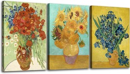 Okexckk 3 Piece Sunflowers- Irises Flower Vase Vincent Van Gogh Art - £29.86 GBP