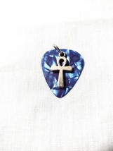 EGYPTIAN ANHK ON MEDIUM BLUE GUITAR PICK DOUBLE PENDANT ADJ MUSICAL NECK... - $4.99