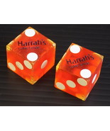 Vintage HARRAH&#39;S CASINO LAKE TAHOE RED DICE 1 Pair Solid Pips Clear mark... - $16.28 CAD