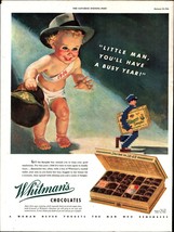 1946 WHITMAN&#39;S CHOCOLATES New Year&#39;s Baby print ad e8 - £19.24 GBP