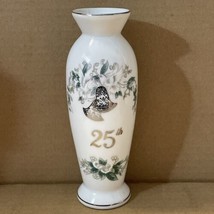 Vintage Lefton China Japan 25th Anniversary Vase Ceramic Rose Bud 6.5” - £8.79 GBP