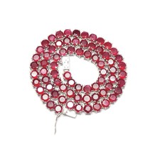 Natural Ruby Tennis Chain 5 mm Round ruby Tennis Necklace Real ruby Mens chain - £472.24 GBP+