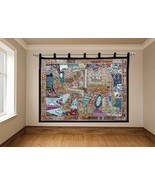 Elephant Wall Hanging Patchwork Big Tapestry Beaded Hand Embroidered Thr... - $215.93