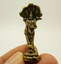 Lord Vishnu the preserver Hindu God Trimurti mini brass amulet blessed for succe - £23.19 GBP