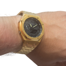 New Casio G-Shock GA2100 in Steel Case AP Casioak GOLD + original case &amp;... - £175.66 GBP