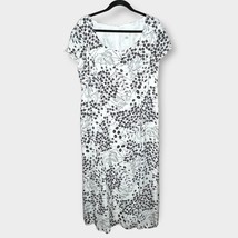 GARNET HILL black &amp; white floral 100% silk short sleeve maxi dress Women&#39;s 14 - £34.80 GBP