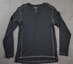 BKE Buckle Black Shirt Mens Medium Black  Henley Long Sleeve Athletic Fit Casual - £14.69 GBP