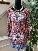 Ruby Rd. Women Multicolor Polyester Round Neck Long Sleeve Top Blouse Size Large - £18.38 GBP