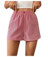 Verdusa Women&#39;s Plaid Print Elastic Waist Casual Shorts Red White Size S - $71.21 MXN
