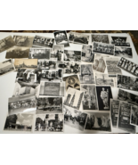 LOT OF 45 VINTAGE BLACK &amp; WHITE PHOTO POSTCARDS PEOPLE, BUILDINGS, SCENIC - €31,71 EUR