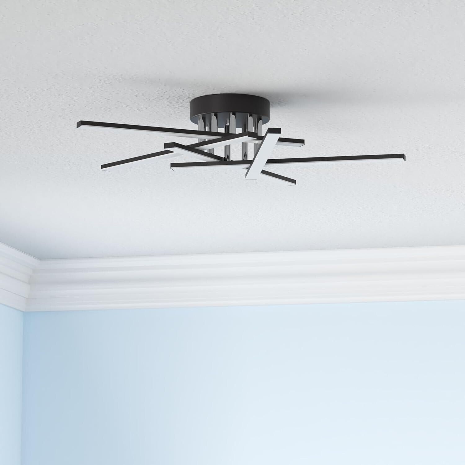 JFHTNFJ 5 Light Black 42w Modern Sputnik LED Ceiling Light Dimmable w Remote Item image 2