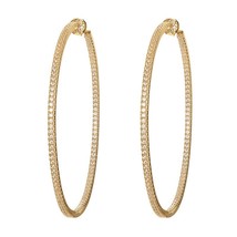 Shiny Thai Gold Color Huge Hoop Earrings Cubic Zirconia Fashion Designer Thin Ri - £17.41 GBP