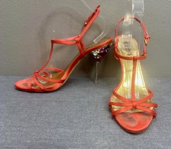 Miu Miu PRADA Crystal Embellished High Heeled Orange Sandals Size 41 IT / 11 US - £79.61 GBP