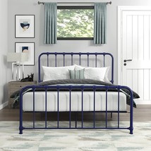 Queen-Sized Lexicon Leongatha Metal Bed In Navy Blue. - £253.34 GBP